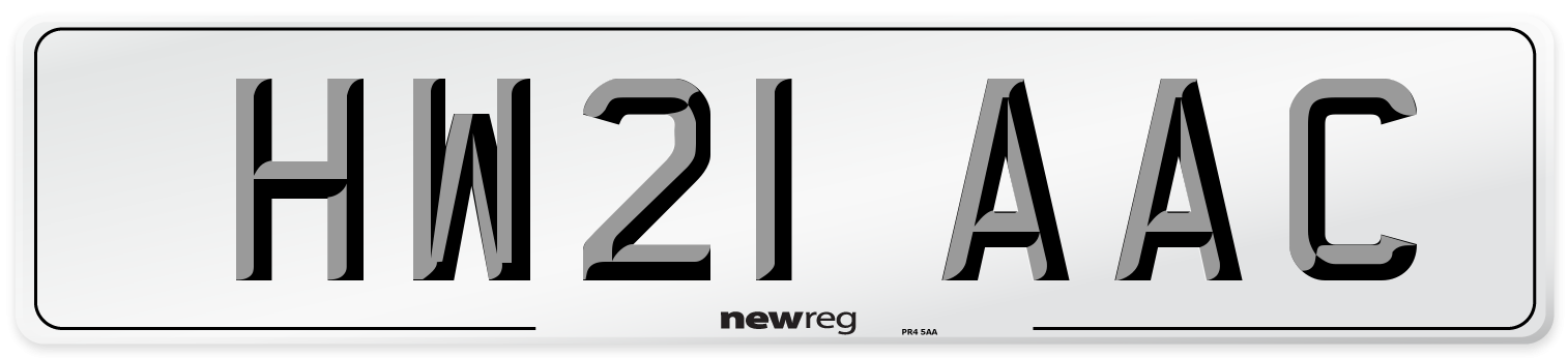 HW21 AAC Number Plate from New Reg